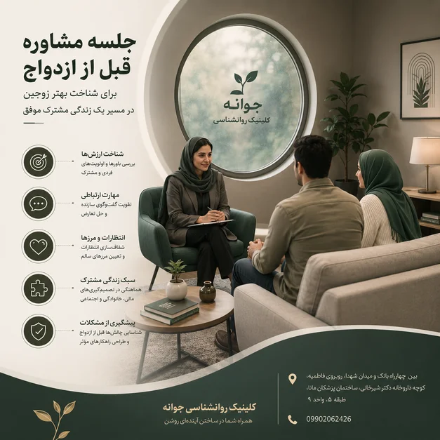 جلسه مشاوره قبل از ازدواج با حضور روانشناس و یک زوج
